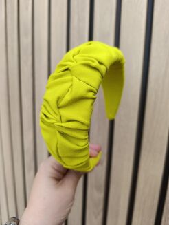 opaska marszczona szeroka dresowa limonka - 2